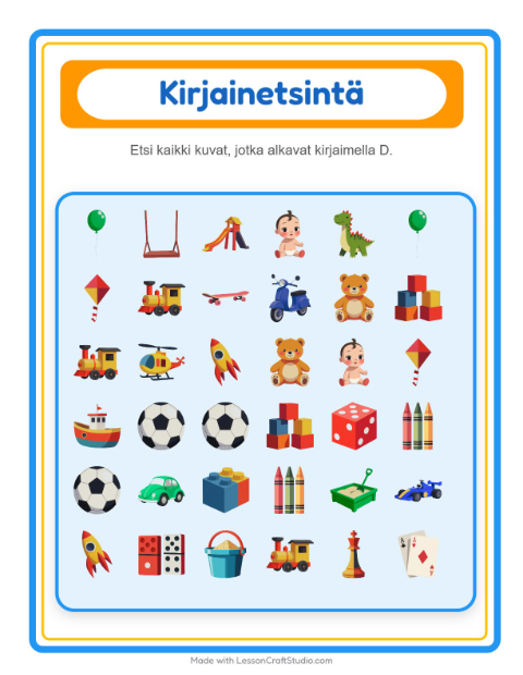 Etsi kirjain – Lelut