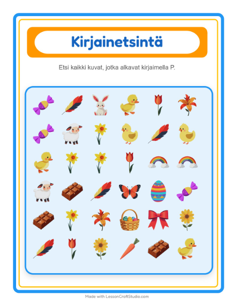 Etsi kirjain – Pääsiäinen