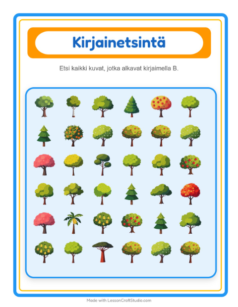 Etsi kirjain – Puut