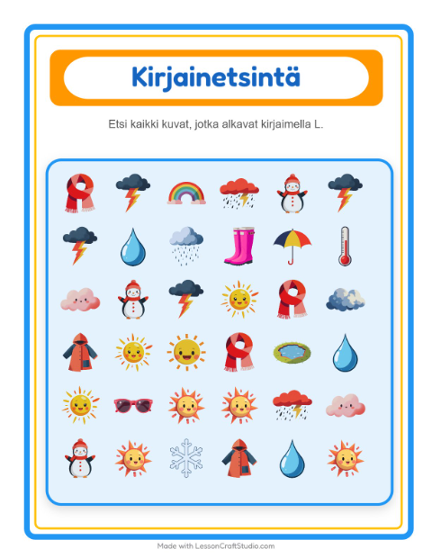Etsi kirjain – Sää