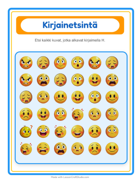 Etsi kirjain – Tunteet