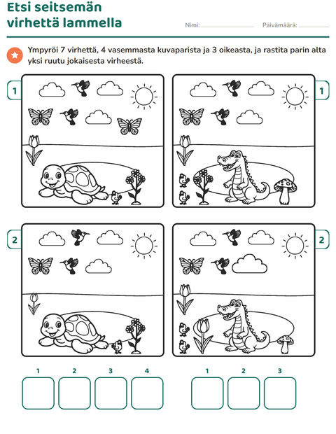 Etsi seitsemän virhettä lammella