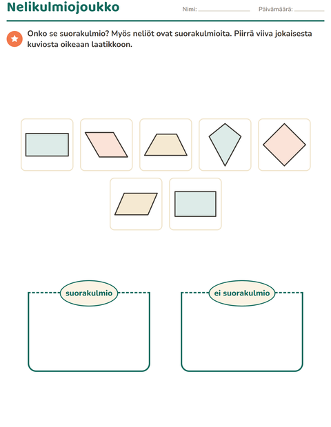 Esikatselu: Geometria-tehtäväarkki, 3. luokka