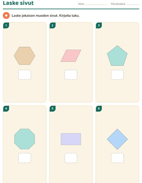 Geometria esikoulussa – laske sivut ja lajittele muodot — 2