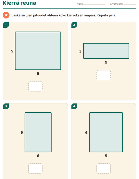 Esikatselu: Geometria-tehtäväarkki, 3. luokka