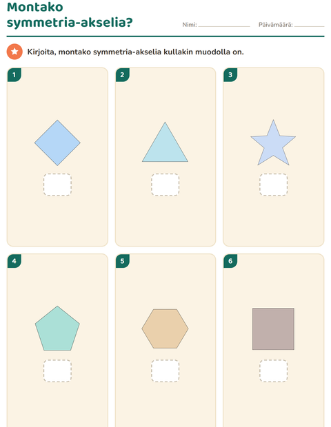 Esikatselu: Geometria-tehtäväarkki, 3. luokka