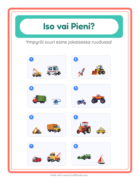 Iso vai pieni – Ajoneuvot