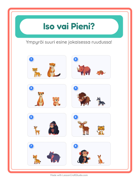 Iso vai pieni – Eläintarhan eläimet
