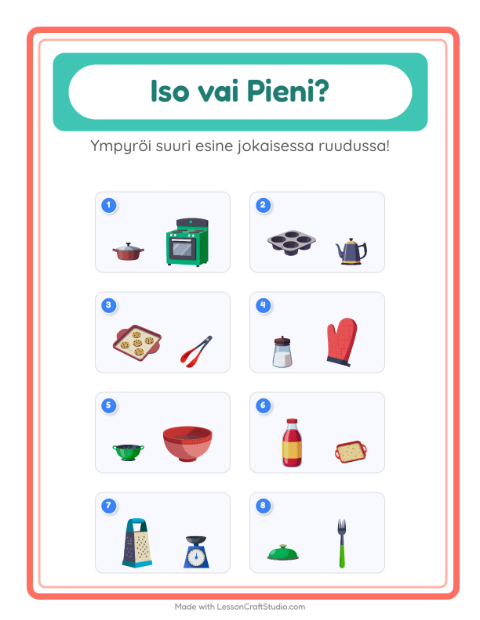 Iso vai pieni – Keittiövälineet
