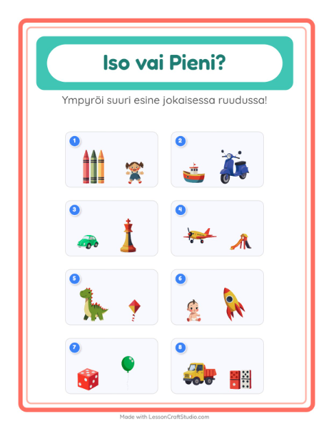 Esikatselu: Iso vai pieni: Lelut – esikouluikäisille