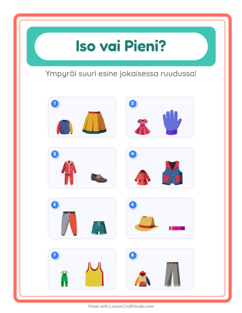 Iso vai pieni – Vaatteet