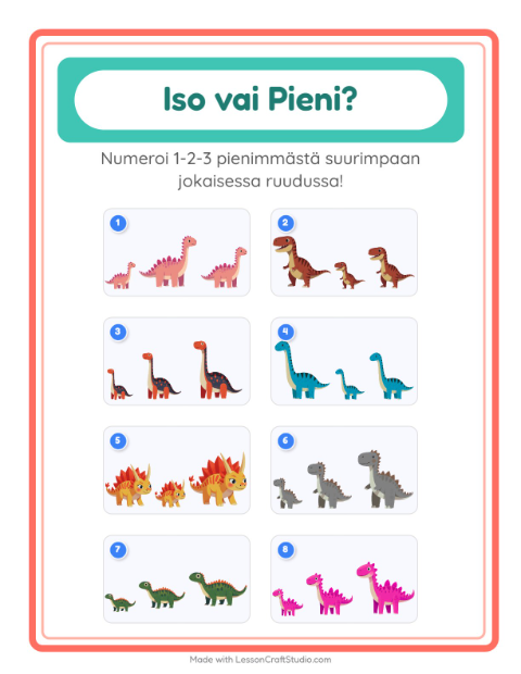 Järjestä koon mukaan – Dinosaurukset