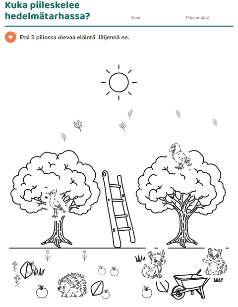 Esikatselu: Jäljennä kuvat-tehtäväarkki, 1. luokka