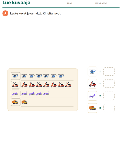 Kaaviot 1. luokalla – lue kuvadiagrammeja ja pylväsdiagrammeja — 2
