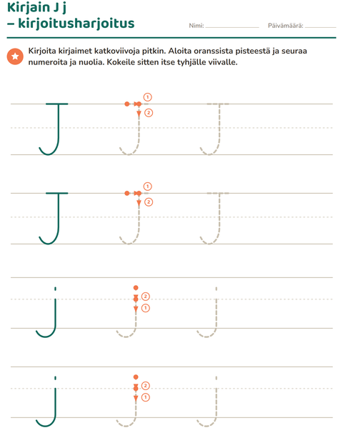 Esikatselu: Kirjainten kirjoittaminen-tehtäväarkki, Esiopetus
