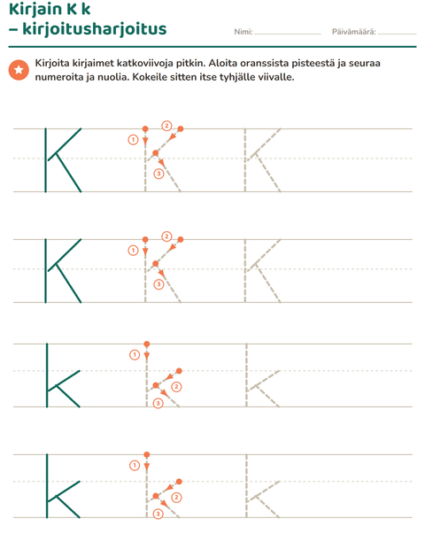 Esikatselu: Kirjainten kirjoittaminen-tehtäväarkki, Esiopetus