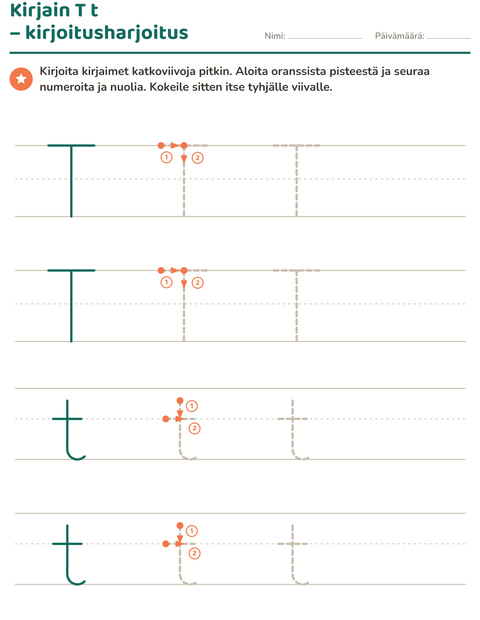Esikatselu: Kirjainten kirjoittaminen-tehtäväarkki, Esiopetus