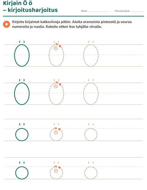 Esikatselu: Kirjainten kirjoittaminen-tehtäväarkki, Esiopetus