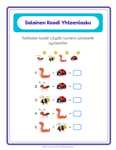 Koodattu yhteenlasku – Hyönteiset ja ötökät