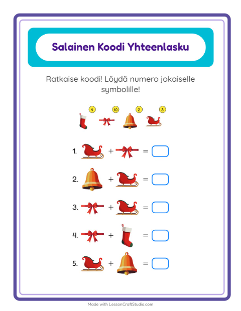 Koodattu yhteenlasku – Joulu