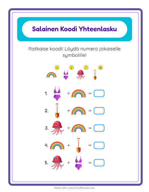 Koodattu yhteenlasku – Kesä