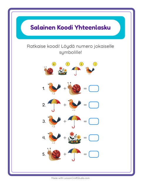 Koodattu yhteenlasku – Kevät