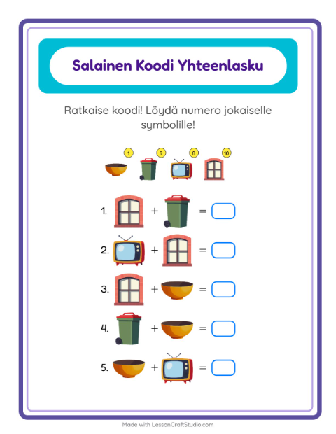 Koodattu yhteenlasku – Kodin ympärillä