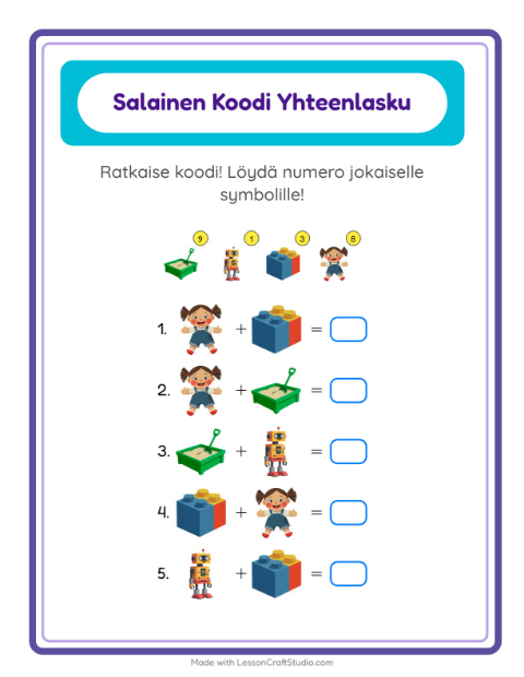 Koodattu yhteenlasku – Lelut