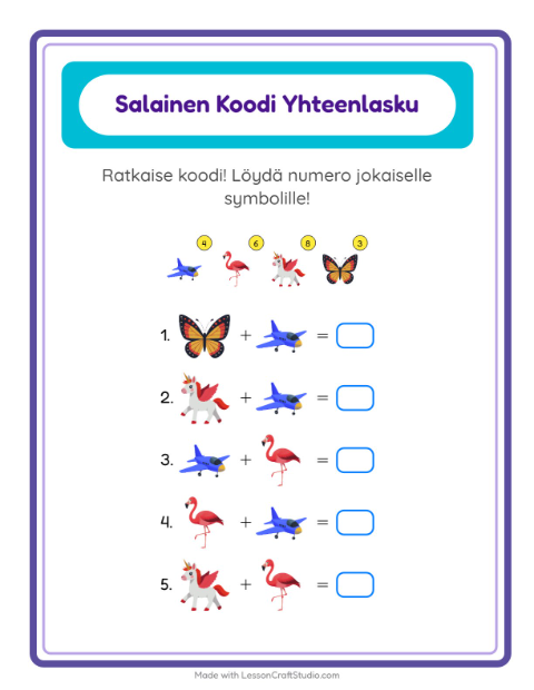 Koodattu yhteenlasku – Lentävät asiat