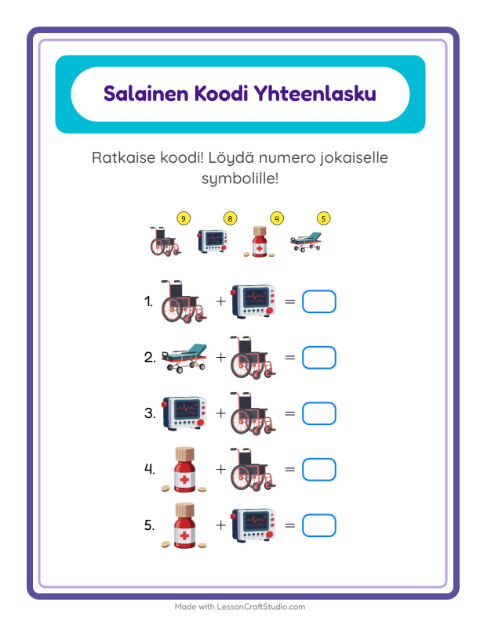 Koodattu yhteenlasku – Sairaala