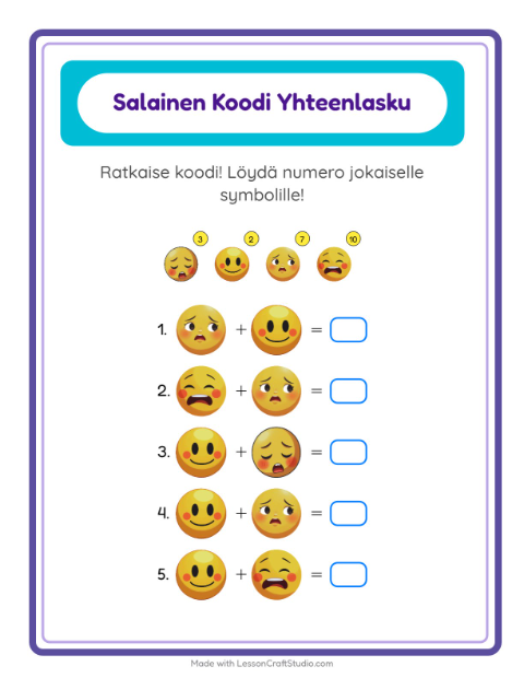 Koodattu yhteenlasku – Tunteet