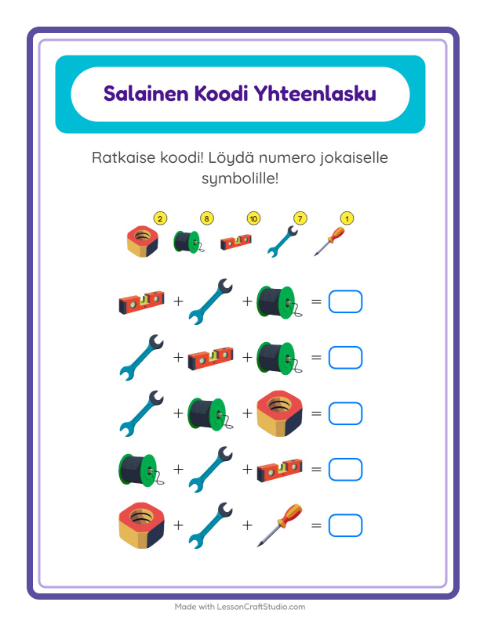 Koodattu yhteenlasku: Työkalut – 2. luokan oppilaille — 2