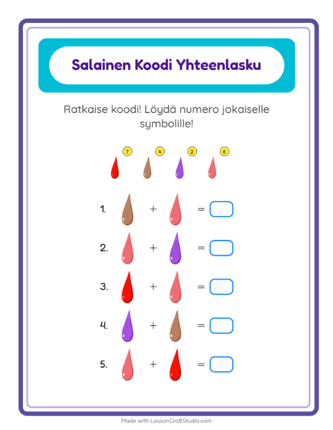 Koodattu yhteenlasku – Värit