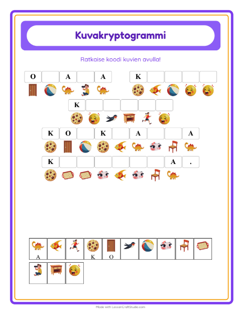 Esikatselu: Kryptogrammi-tehtäväarkki, Esiopetus