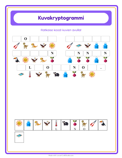 Esikatselu: Kryptogrammi-tehtäväarkki, Esiopetus