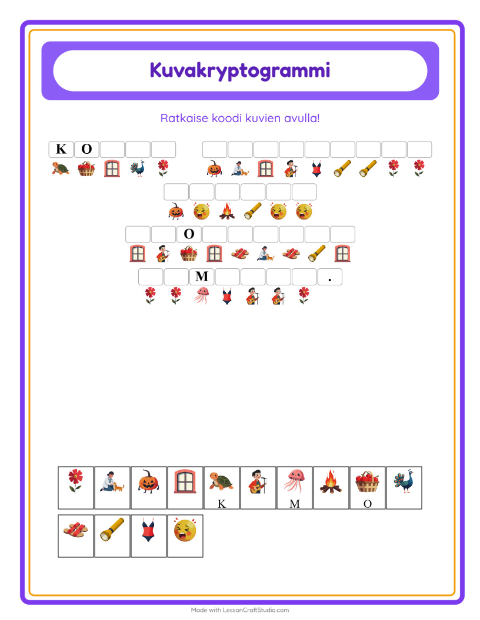 Esikatselu: Kryptogrammi-tehtäväarkki, Esiopetus
