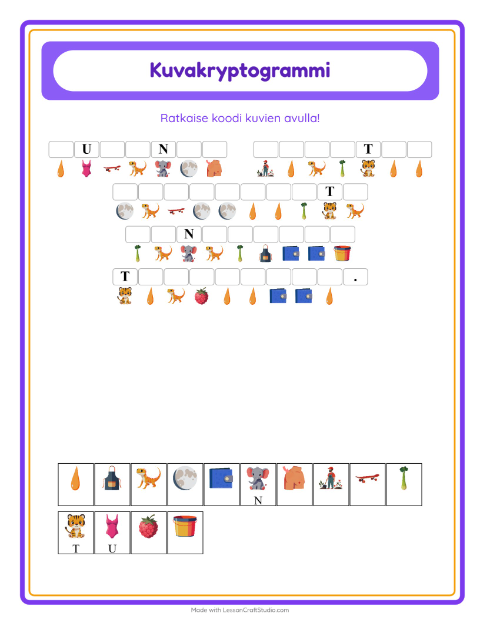 Esikatselu: Kryptogrammi-tehtäväarkki, Esiopetus