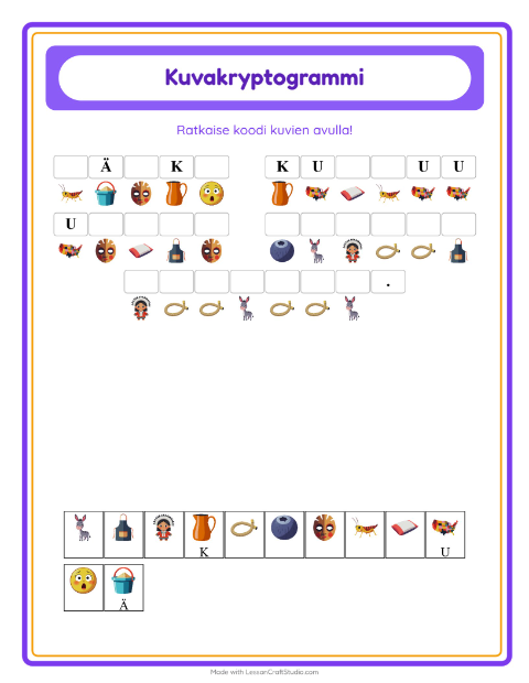 Esikatselu: Kryptogrammi-tehtäväarkki, Esiopetus