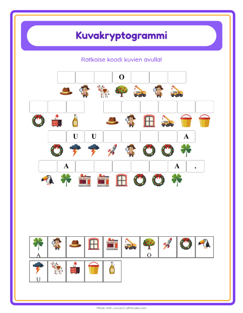 Esikatselu: Kryptogrammi-tehtäväarkki, Esiopetus
