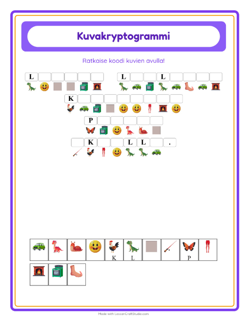 Esikatselu: Kryptogrammi-tehtäväarkki, Esiopetus