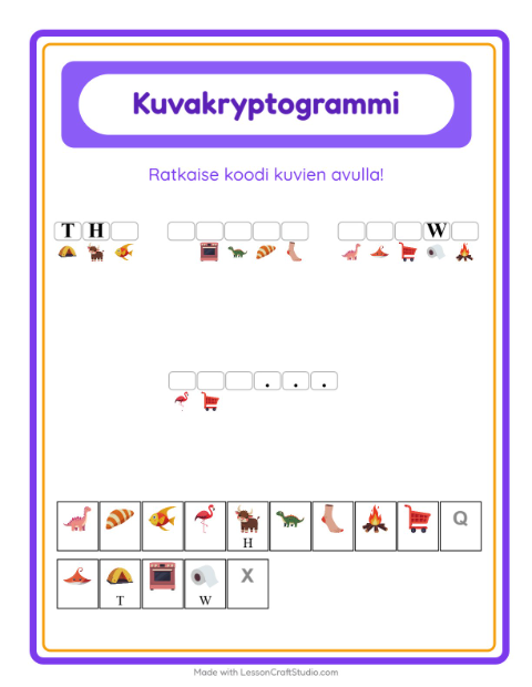 Esikatselu: Kryptogrammi-tehtäväarkki, Esiopetus
