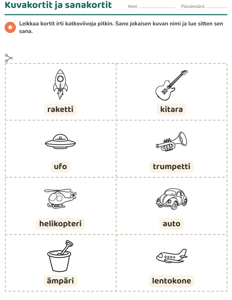 Esikatselu: Kuvakortit-tehtäväarkki, aiheena Lelut MV, Esiopetus