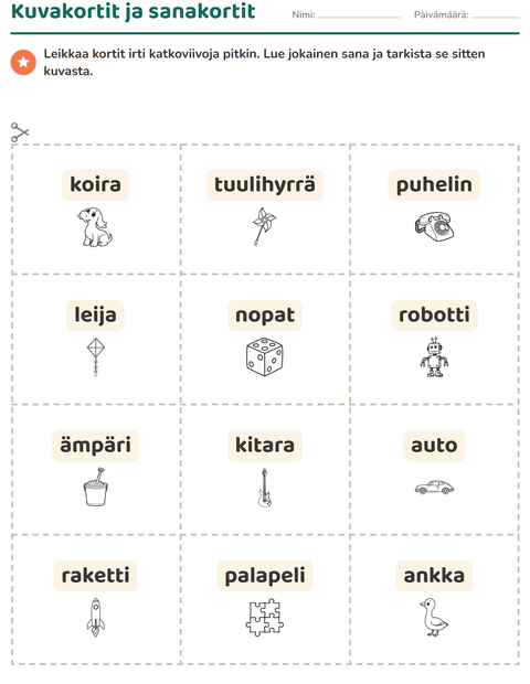 Esikatselu: Kuvakortit-tehtäväarkki, aiheena Lelut MV 2, Esiopetus