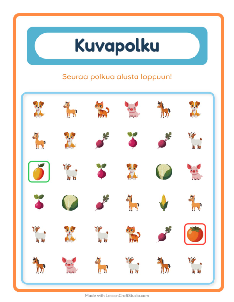 Esikatselu: Kuvapolku-tehtäväarkki, Esiopetus