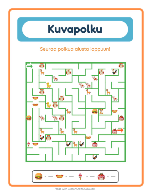Esikatselu: Kuvapolku-tehtäväarkki, aiheena Heinäkuun 4., Esiopetus