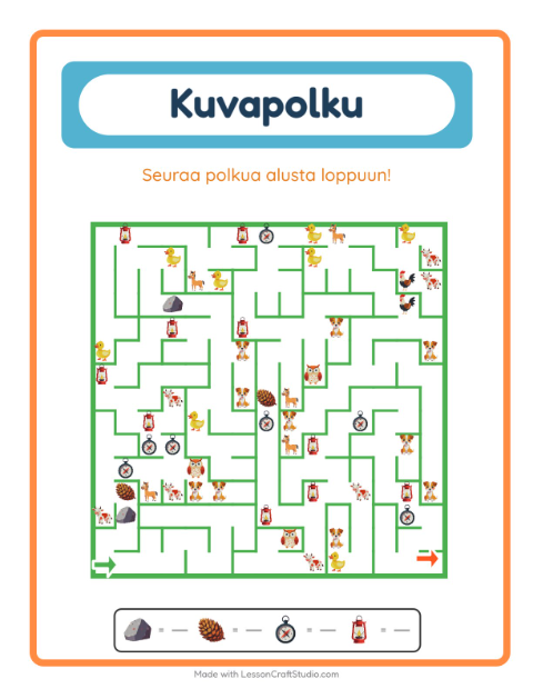 Esikatselu: Kuvapolku-tehtäväarkki, aiheena Leirielämä, Esiopetus