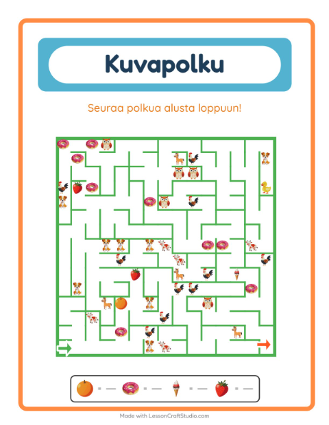 Esikatselu: Kuvapolku-tehtäväarkki, aiheena Ruokakaupassa, Esiopetus