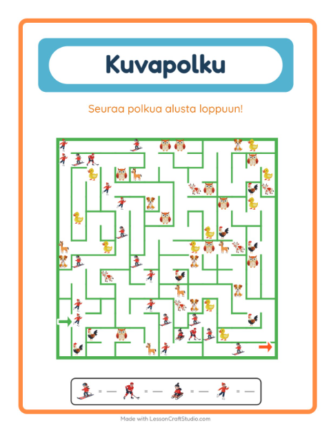 Esikatselu: Kuvapolku-tehtäväarkki, aiheena Talvi, Esiopetus