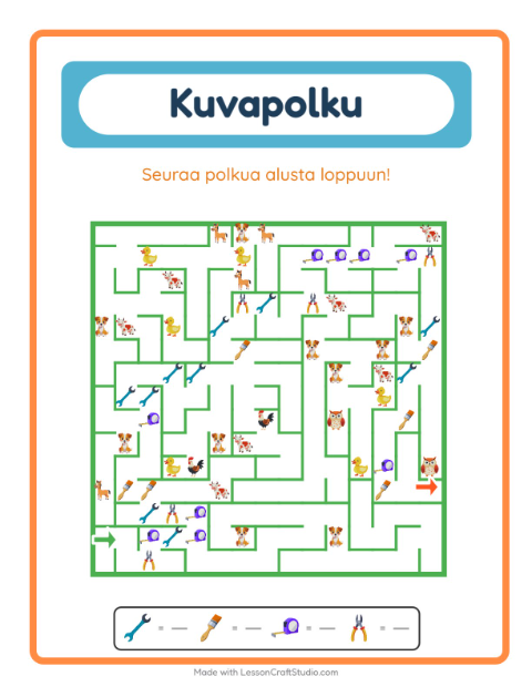 Kuvalabyrintti – Työkalut