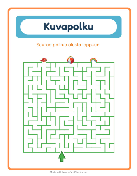Esikatselu: Kuvapolku-tehtäväarkki, aiheena Kesä, Esiopetus